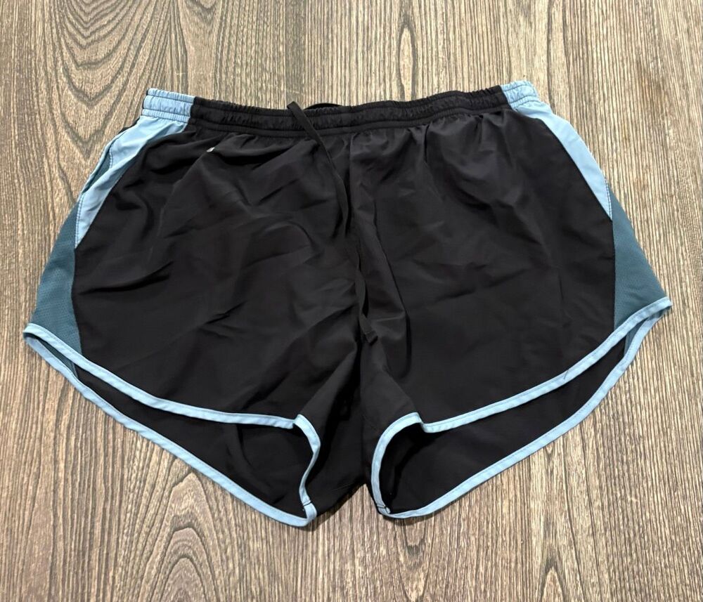 Nike Women's Dri Fit Tempo Lined Running Athletic Shorts Black Blue Size Large
